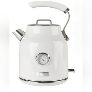 NEW! Haden White Stainless Steel Retro Electric Kettle with Temperature Gauge